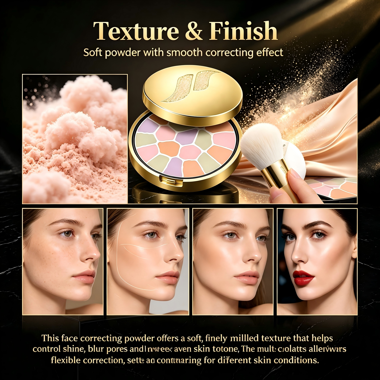 Multi Shade Mosaic Matte Finishing Pressed Setting Powder - Image 3